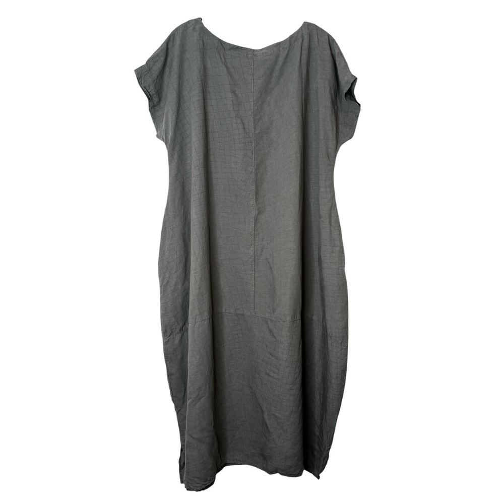 Ischiko Alale Dress Green 8 / 10 Windowpane Boat Neck  Lagenlook Garden Fairy